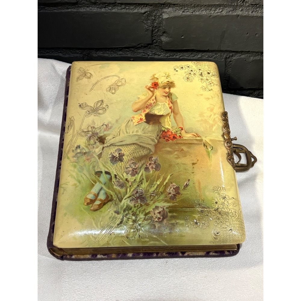 Antique Celluloid Photo Album Victorian Girl